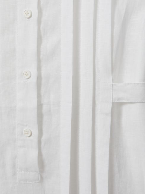 Bondi Born Linen Belted Midi Dress in White