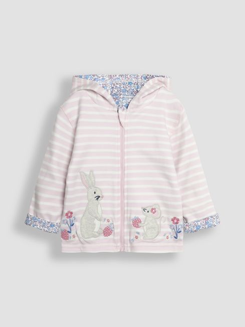 Pink Bunny Mouse Applique Reversible Hoodie JoJo Maman Bebe