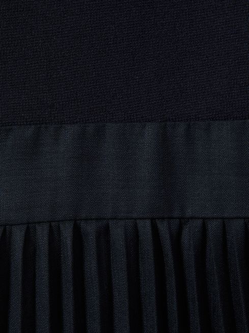 Knit Hybrid Midi Dress in Navy