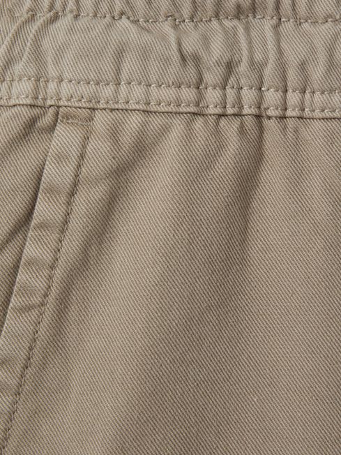 Wax London Cotton Drawstring Trousers in Light Khaki