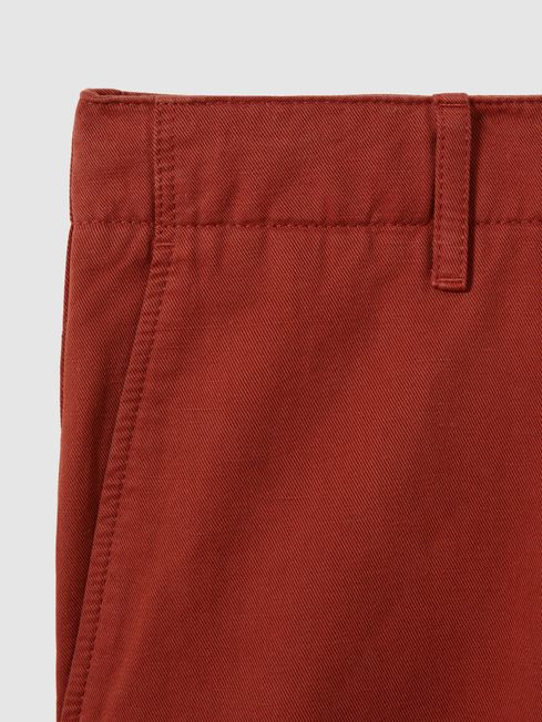 Cotton Blend Internal Drawstring Shorts in Rust