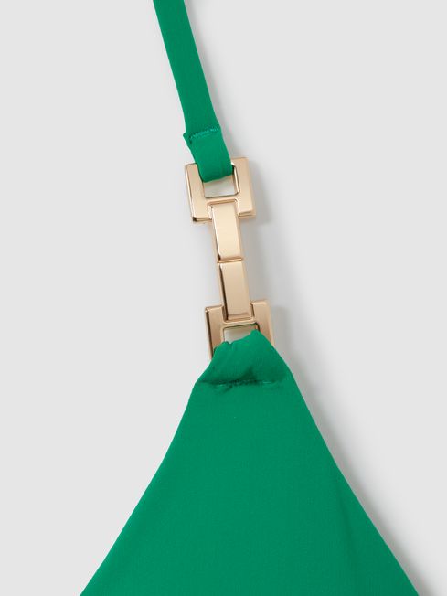 Triangle Halter Neck Bikini Top in Green