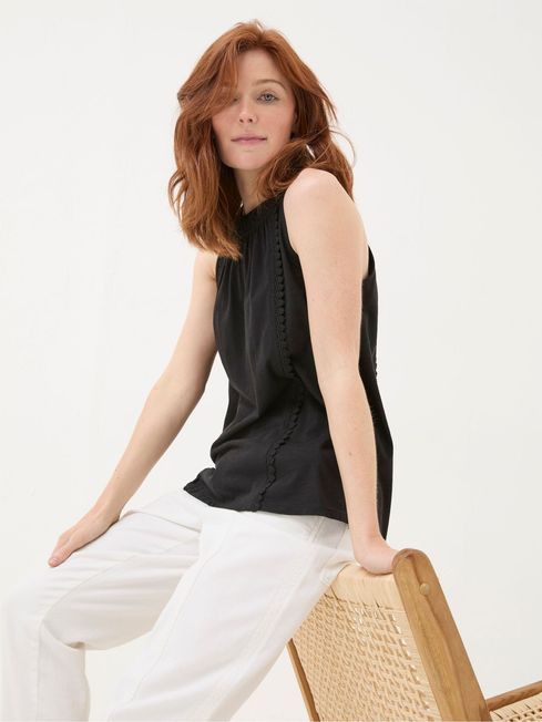 Buy Nancy Black Crochet Vest from the FatFace online shop