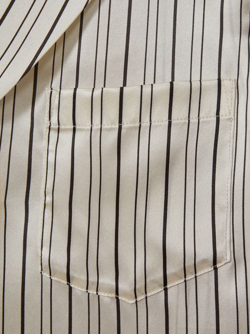 Paige Silk Striped Shirt in White/Black