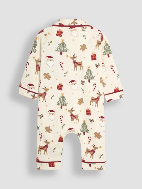 Cream 100 Cotton Christmas All In One Pyjamas