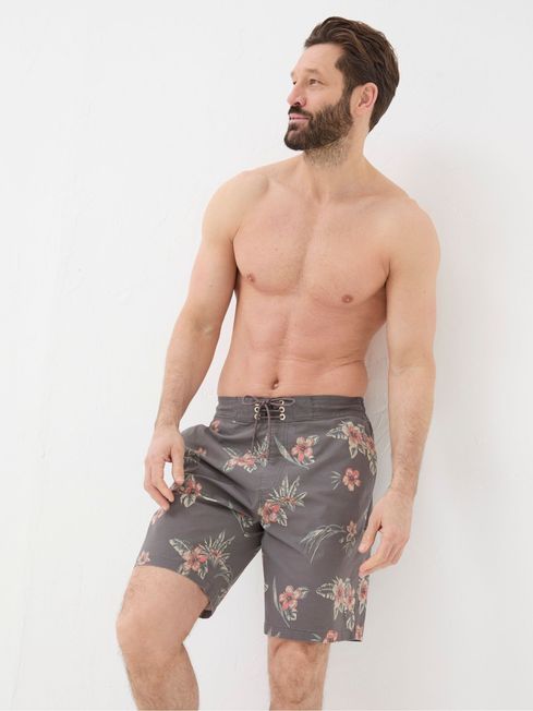 Buy Camber Brown Hibiscus Swim Shorts from the FatFace online shop