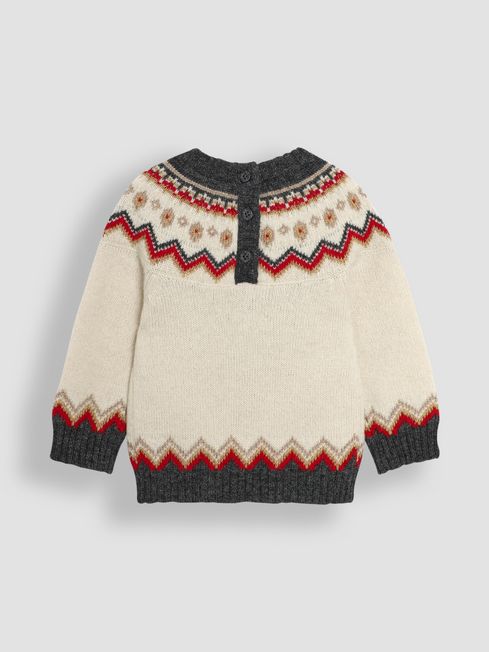 Natural Reindeer Christmas Reindeer Fair Isle Jumper