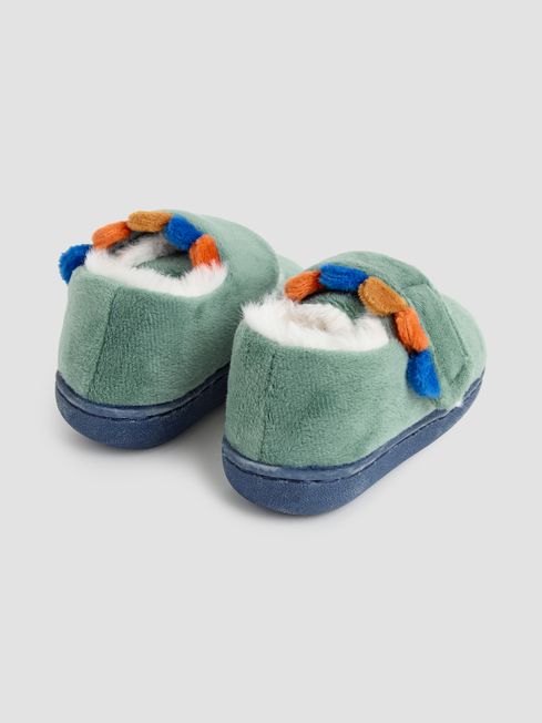 Green Dinosaur Print Slippers Shoes JoJo Maman Bebe
