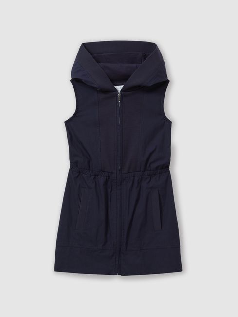 9 13 yrs Shell Hooded Dress in Navy REISS