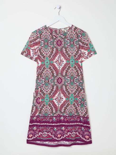Purple Simone Detail Paisley Jersey Dress FatFace