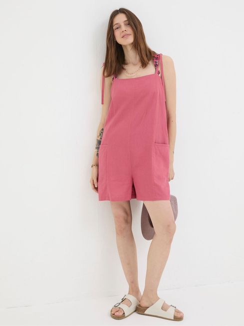 Hallie Pink Linen Blend Playsuit FatFace