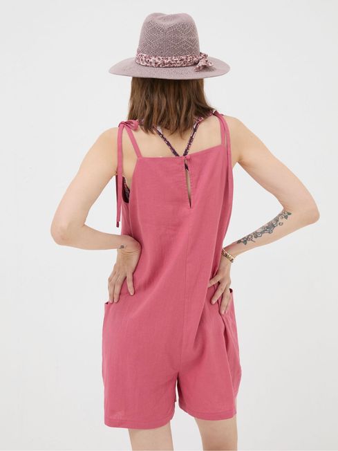 Hallie Pink Linen Blend Playsuit FatFace