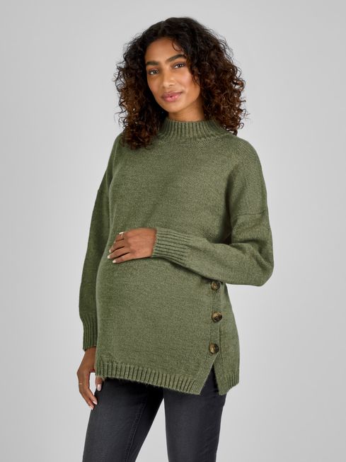 Khaki Green Turtle Neck Maternity Nursing Jumper JoJo Maman Bebe
