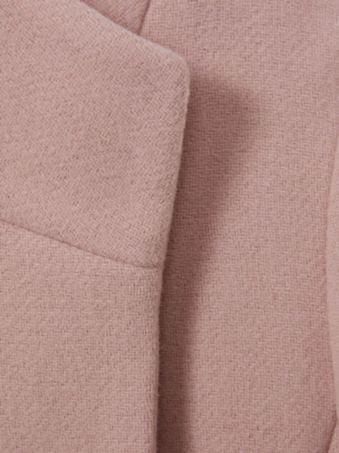 Junior Wool Blend Funnel Neck Coat in Pink