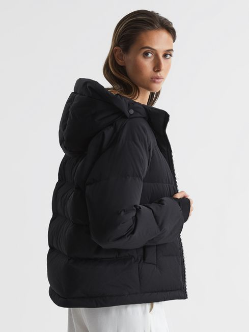 Reiss Black Arya Short Puffer Jacket