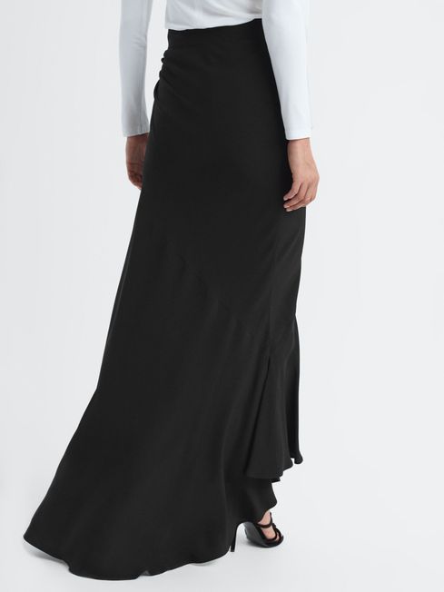 High Rise Fitted Maxi Skirt in Black