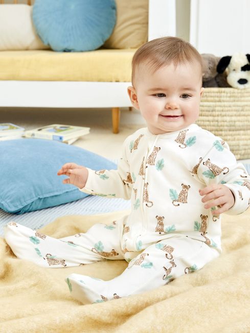 Leopard print baby sleepsuit outlet