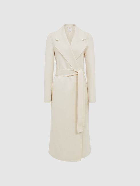 Belted cream coat shop