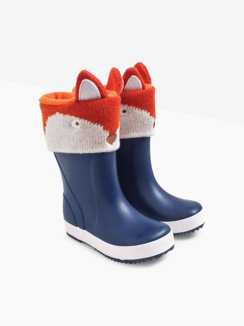 JoJo Maman B b Rust Orange Fox Fox Welly Liners