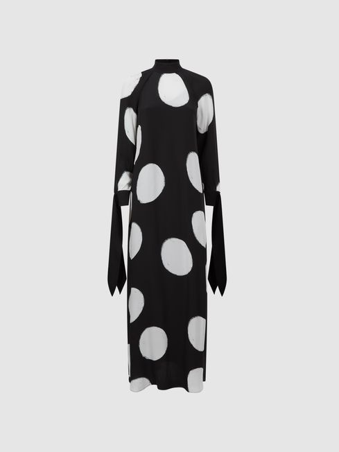 Black and white spotty long sleeve dress online