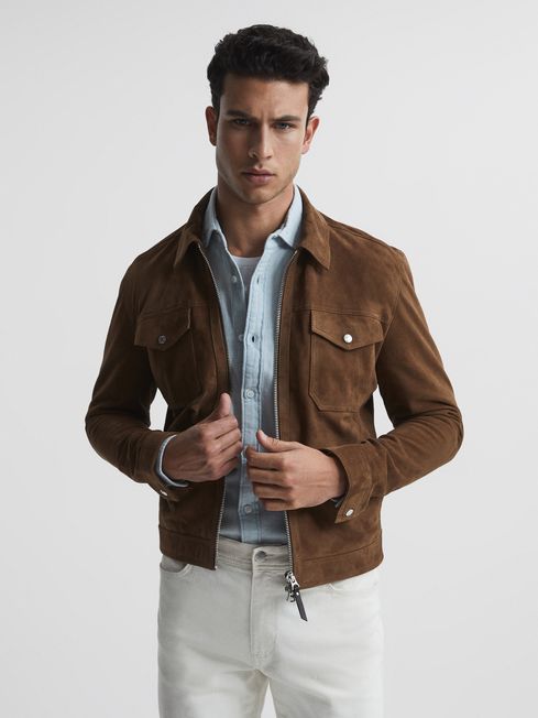 Reiss suede trucker best sale jacket