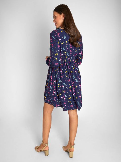 Navy Floral Wrap Maternity Dress