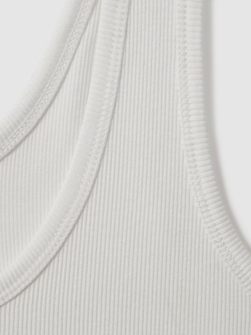 Ribbed Cotton Blend Vest in White