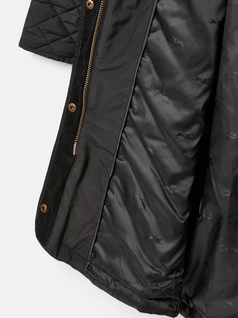 Joules black quilted coat hotsell