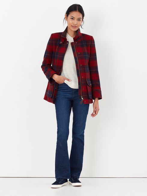 Joules red discount tweed field coat