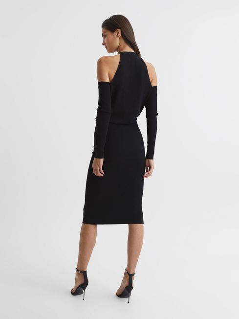 Reiss Raina Halter Knitted Bodycon Dress REISS