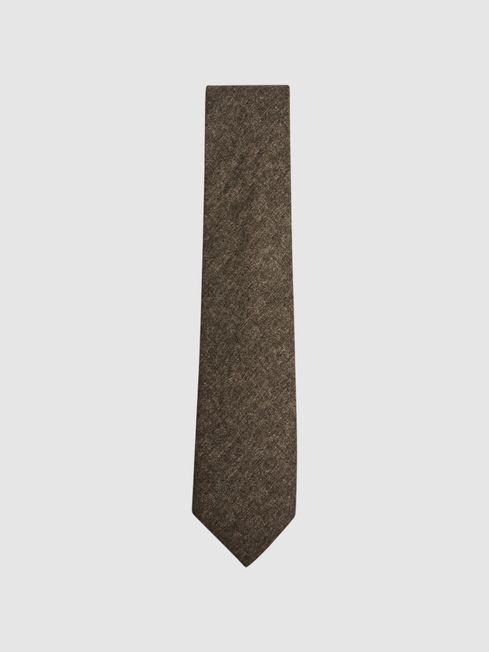 Reiss Dark Brown Melange Saturn Wool-Silk Blend Tie