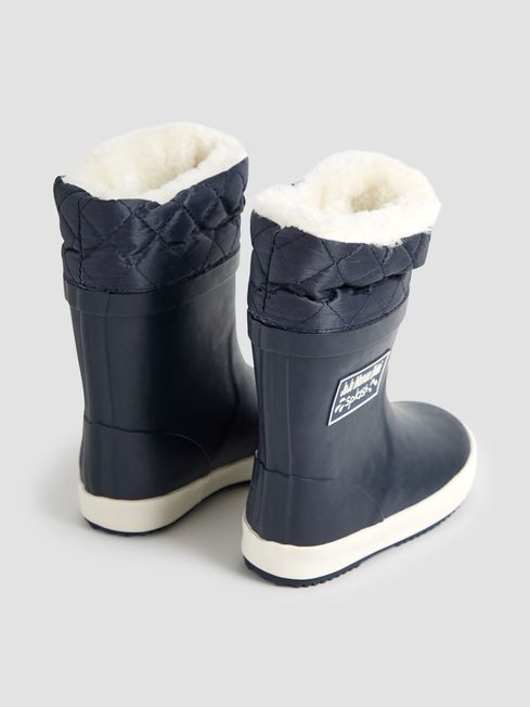 Navy Cosy Lined Drawstring Top Wellies