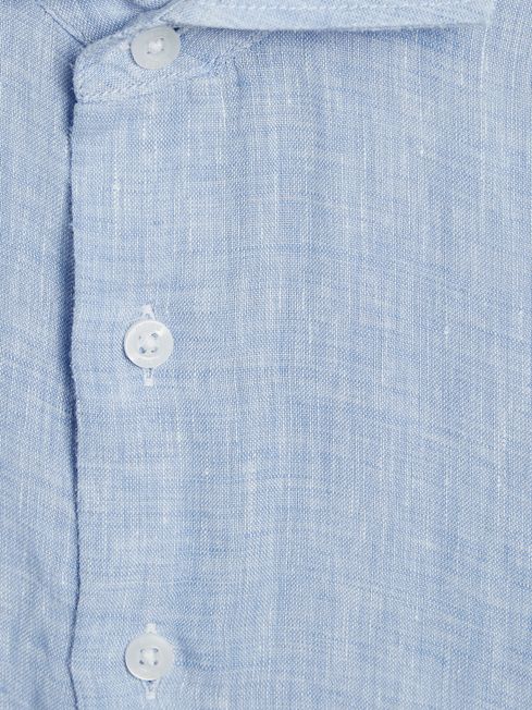Slim Fit Cotton Shirt in Soft Blue