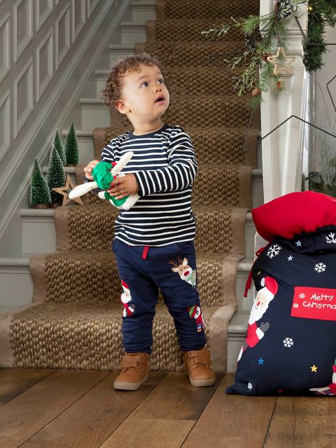 Christmas Applique Joggers in Navy JoJo Maman Bebe