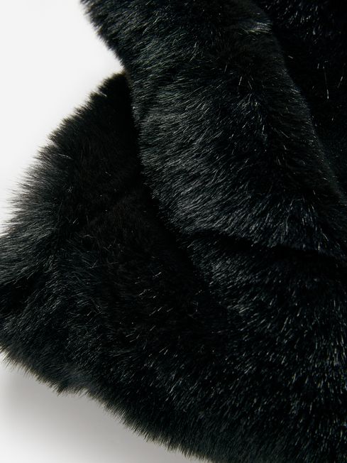 Joules Nelle Black Faux Fur Snood Scarf