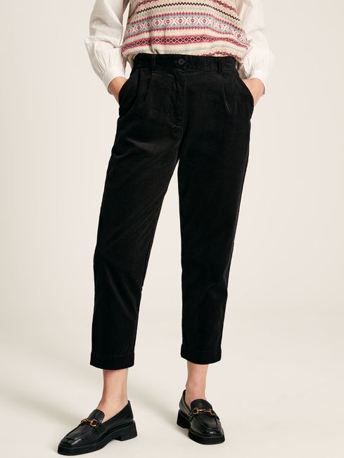 Joules Calla Black Cord Tapered Leg Trousers