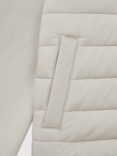 Junior Funnel Neck Quilted Hybrid Jacket in Stone