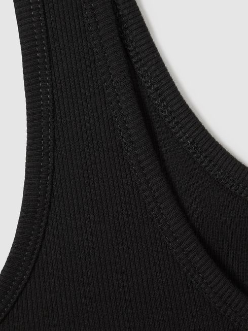 Ribbed Cotton Blend Vest in Black