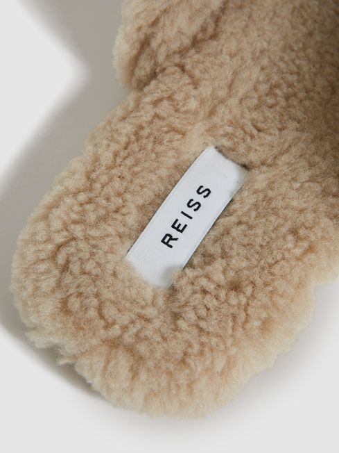 Reiss Camel Ava Faux Shearling Slippers