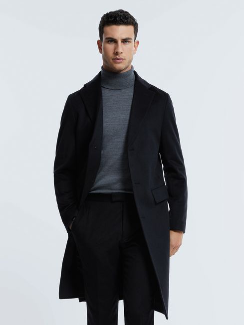 Reiss Navy Tycho Atelier Cashmere Single Breasted Coat