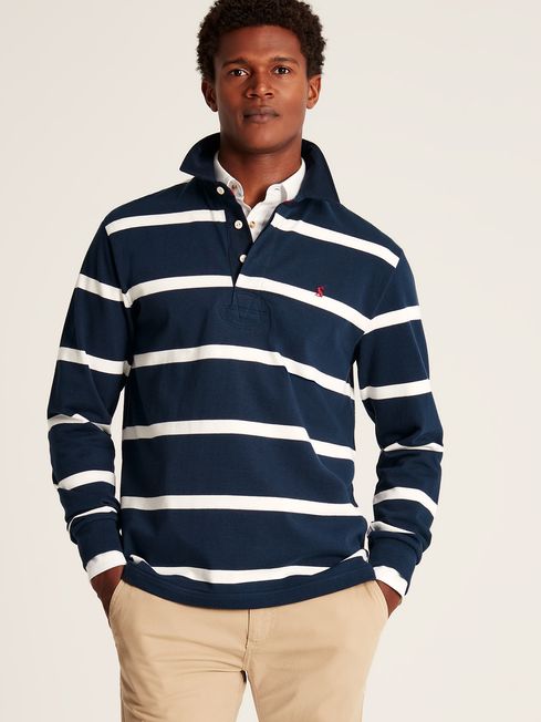 Blue rugby sales shirt white collar
