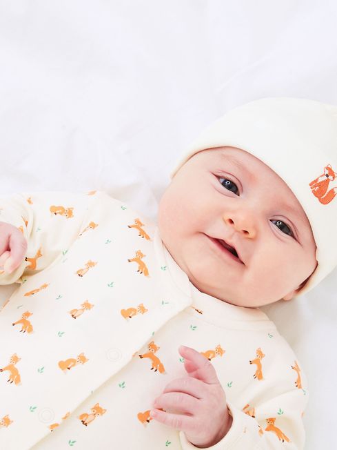 JoJo Maman Bébé Fox Embroidered Cotton Baby Hat