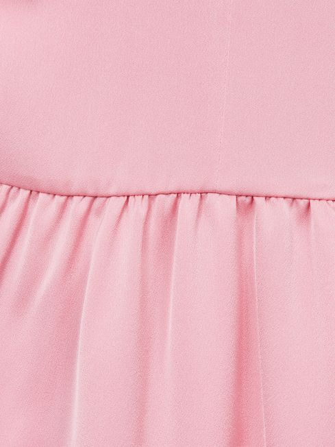 Junior Satin Midi Dress in Pink
