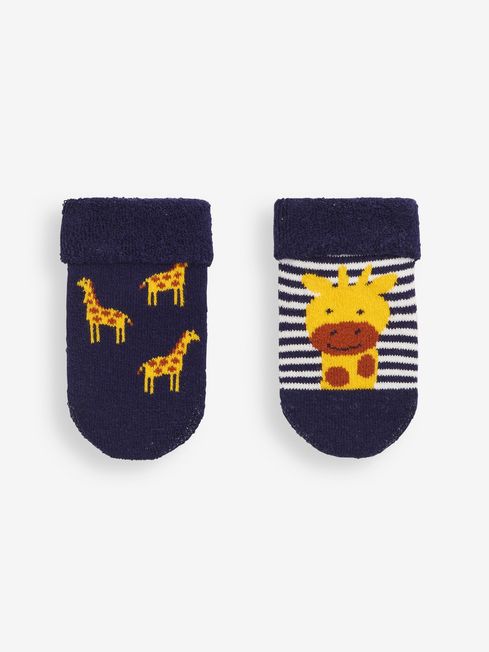 JoJo Maman Bébé Navy 2-Pack Giraffe Baby Socks