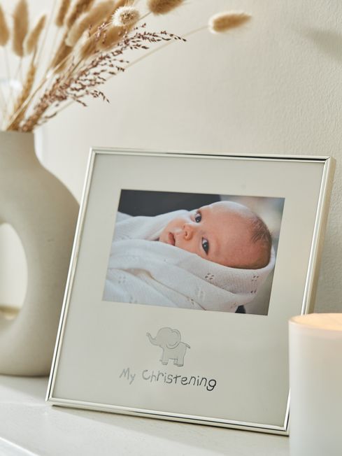 Silver christening photo sales frame