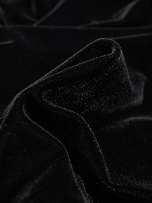 Florere Velvet V-Neck Mini Dress in Black
