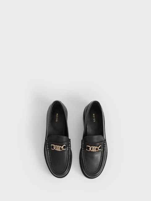Reiss Black Charlotte Leather Loafers