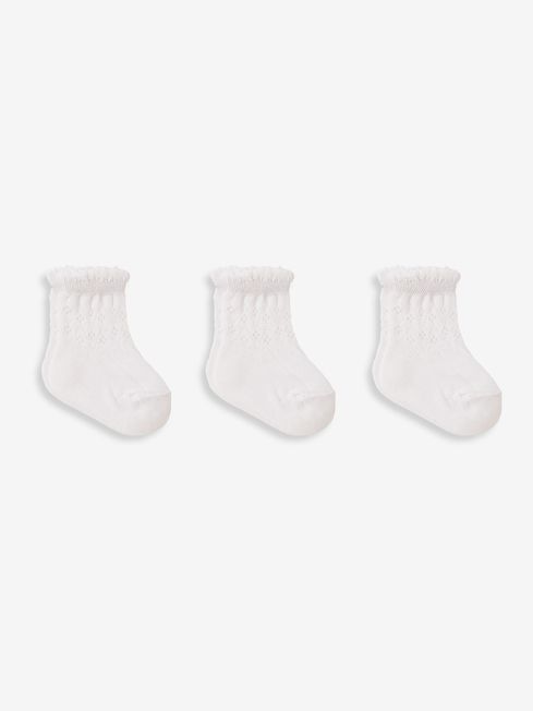 JoJo Maman Bébé White 3-Pack Pretty Pointelle Socks