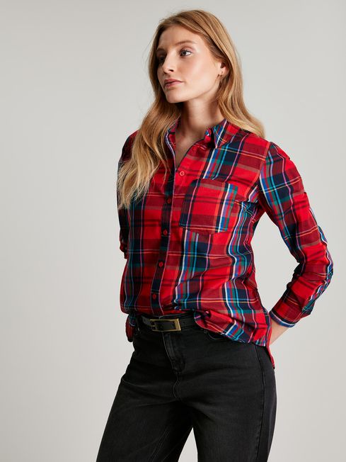 Red check shirt with hood new arrivals