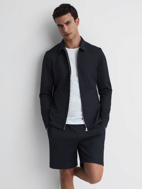 Simple slim long sleeve jacket shop